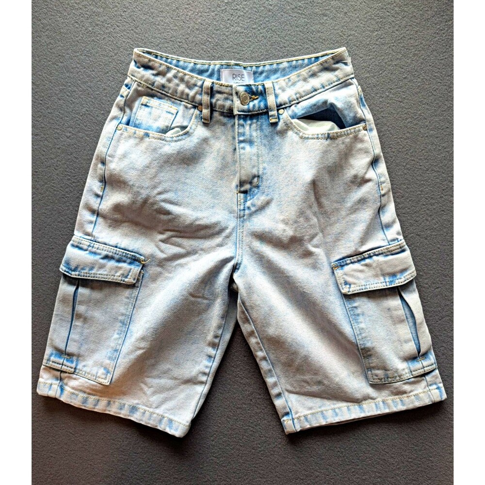 Rise Supply Co Women’s Size 3J Light Wash Denim Cargo Bermuda Shorts Y2K Utility